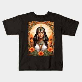 Cleopatra Queen of Egypt retro vintage floral design Kids T-Shirt